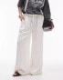 Topshop Petite linen tie waist trouser in white - WHITE