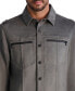 Men's Faux Suede Exposed Zippers Shirt Jacket