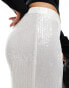 ASOS DESIGN clear sequin wide leg trousers in white