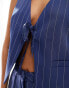 Kaiia tie front waistcoat co-ord in blue pinstripe