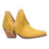 Dingo Fine N' Dandy Fringe Studded Snip Toe Cowboy Booties Womens Yellow Casual