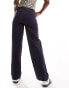 Wednesday's Girl straight leg linen look trousers in charcoal grey