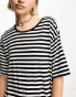 Noisy May midi t-shirt dress in black and white stripe