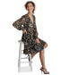 Women's Printed Chiffon Long-Sleeve A-Line Dress