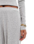 Kaia ribbed wide leg ribbed trousers co-ord in light grey marl