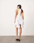 ASOS EDITION racer neck drop waist mini dress with knot detail skirt in white