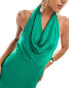 Closet London satin cowl neck maxi dress in green