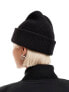 Monki ribbed beanie hat in black