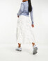 COLLUSION western tiered ruched maxi skirt in white