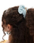 DesignB London oversized hair scrunchie in pale blue with contrast stitch