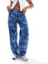 Dr Denim Hill low waist relaxed fit wide straight leg jeans in stream mid retro laser cloud wash