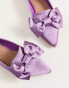 ASOS DESIGN Wide Fit Lake bow pointed ballet flats in lilac