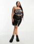 Noisy May Curve faux leather mini skirt with slit in black