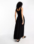 ASOS DESIGN ribbed scoop neck midi dress with dropped waist in black