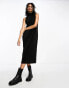 Mango plisse sleeveless dress in black