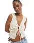 COLLUSION cotton linen built up tank top with tie detail in cream