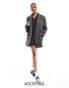 ASOS DESIGN Tall oversized tailored jacket in black herringbone