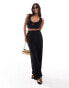 ONLY Petite shirred cropped top co-ord in black