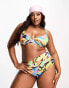 ASOS DESIGN Curve step front underwired bikini top in abstract print