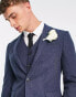 ASOS DESIGN wedding skinny wool mix suit jacket in navy herringbone