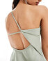 Aria Cove exclusive one shoulder low back satin maxi dress in sage