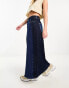 River Island patchwork denim maxi skirt in blue