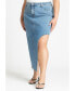 Plus Size High Low Asym Hem Denim Skirt