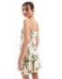 & Other Stories linen mini flippy dress with adjustable straps and panelled seams in botanical leaf print