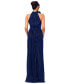 Women's Mock Neck Pleated Halter Gown