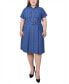 Plus Size Short Sleeve Belted Shirt Dress