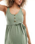 Mamalicious Maternity 2 function nursing button through mini sundress in sage green