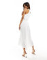 AX Paris halterneck ruffle hem tie waist midi dress in white