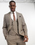 Harry Brown skinny fit suit jacket in brown micro check