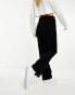 Monki cord straight leg trousers in black