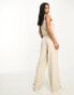 Miss Selfridge Petite co-ord tailored wide leg trouser in taupe pinstripe