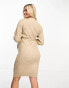 Mamalicious Maternity knitted midi dress with belt in camel