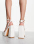 Glamorous Wide Fit platform heel sandals in white patent