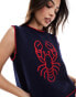 ASOS DESIGN knitted lobster tank top in navy