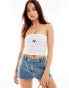 Wednesday's Girl bow detail pointelle bandeau top in white