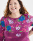 Plus Size Printed Pima Cotton Top, Created for Macy's