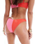 & Other Stories V high leg bikini bottoms in colour block pink and red