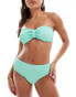 In The Style exclusive crinkle high leg bikini bottoms co-ord in turquoise