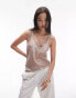 Topshop sheer metallic tank in dusty pink