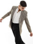 ASOS DESIGN slim longline blazer in brown puppytooth