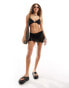 COLLUSION beach knitted low rise crochet micro mini skirt in black