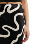 River Island bias maxi skirt in black and white squiggle print