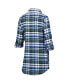 Women's College Navy, Neon Green Seattle Seahawks Mainstay Flannel Full-Button Long Sleeve Nightshirt