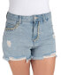 Juniors' Cotton High-Rise Embellished Distress Shorts