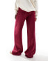 ASOS DESIGN satin wide leg trouser in wine red