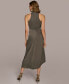 Women's Mock-Neck Ruched Asymmetrical Dress